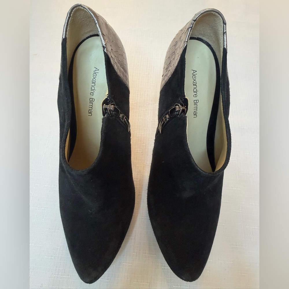 Suede Python Alexandre Birman Black Zip Ankle Boo… - image 5